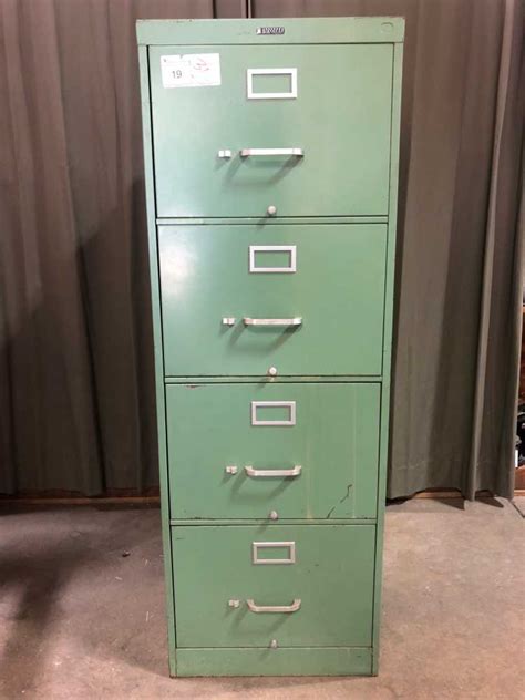 Filing Cabinet Green Four Drawers Vintage 1950s Steelcase Ga