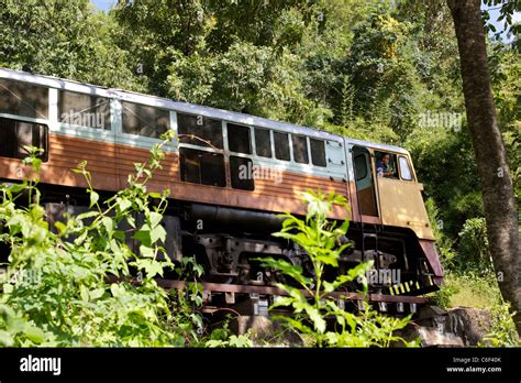 Railway track at Wampo (Whampo) Viaduct originally created by POWs forming part of the Thai ...