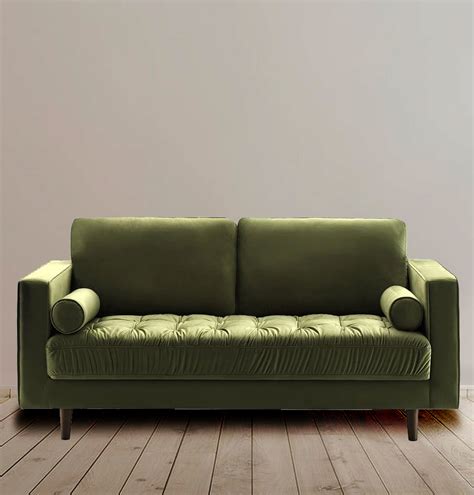 Ah Mid Century Modern Tufted Velvet Loveseat Green Alara Collection