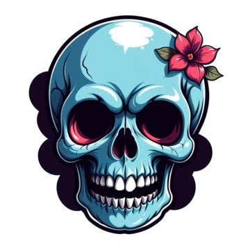 Cute Skull Sticker Illustration Vector Logo Skull Skeleton Skull