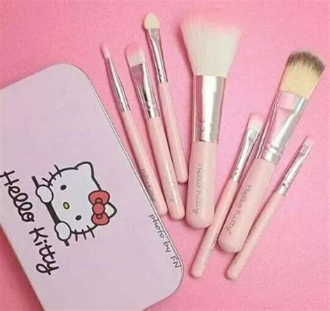 Kit 7 Brochas Hello Kitty Maquillaje Set Con Estuche Oferta Brochas