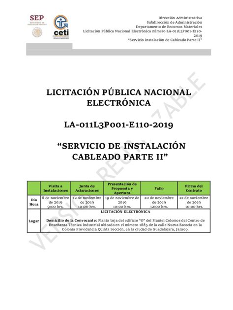 Fillable Online LICITACIN PBLICA NACIONAL ELECTRNICA LA Fax Email