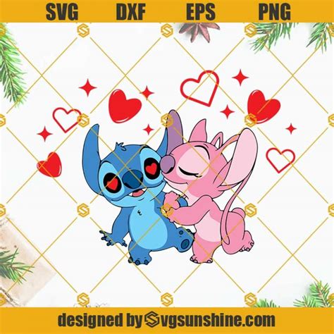 Lilo And Stich Love Valentines Svg Stitch And Angel Svg Valentines Day Svg Stitch Valentines Svg