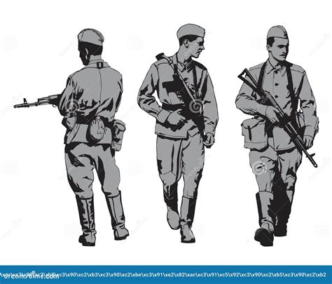 Soviet Soldier Four Stock Vector Illustration Of Four 205451398