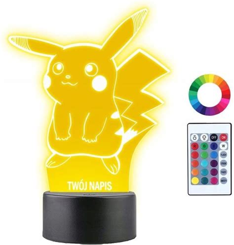 Lampka Nocna D Led Z Imieniem Dla Dzieci Pokemon Pikachu Tw J Napis