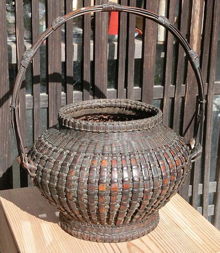 Antique Japanese Bamboo Flower Basket Woriginal Box Item 1391909