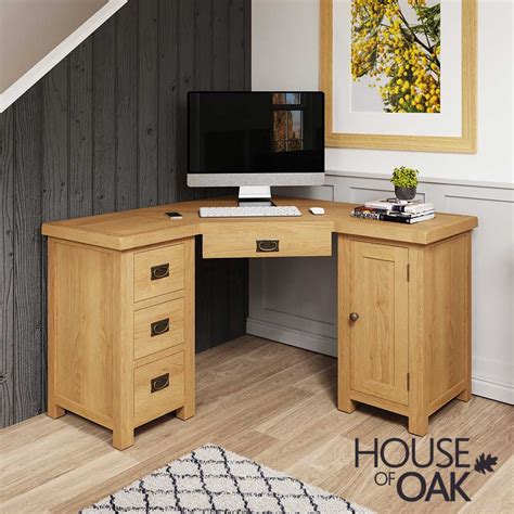 Opus Solid Oak Corner Computer Desk House Of Oak