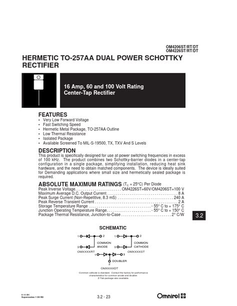 Om St Omnlrel Rectifier Hoja De Datos Ficha T Cnica Distribuidor