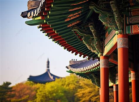 Fundo Pagode Vermelho Coreano Em Seul Fundo Viajar Internamente