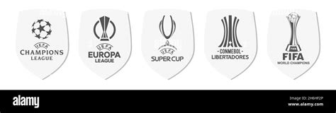 Shield icon of the most famous soccer tournaments for clubs, Uefa ...