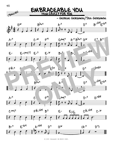 Embraceable You Sheet Music George Gershwin Real Book Melody Chords