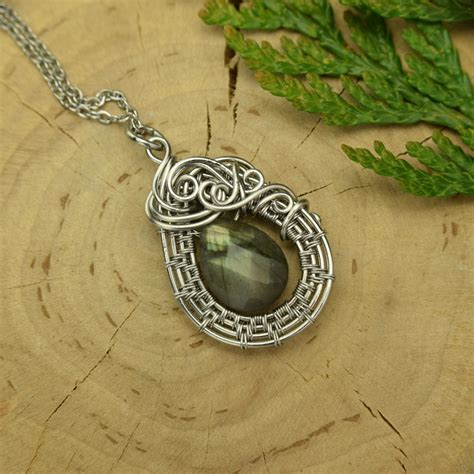 Wisiorek Labradoryt Wire Wrapping Oryginalny Kuferart Galeria