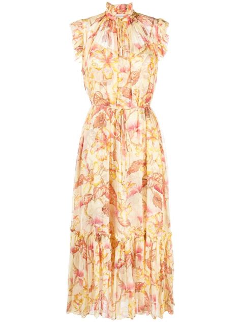 Zimmermann Matchmaker Floral Print Midi Dress Yellow Farfetch