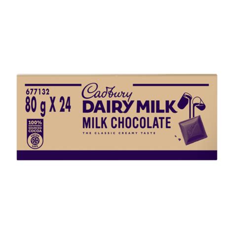 Cadbury Dairy Milk Milk Chocolate Slabs 24 X 80g Chocolate Bars