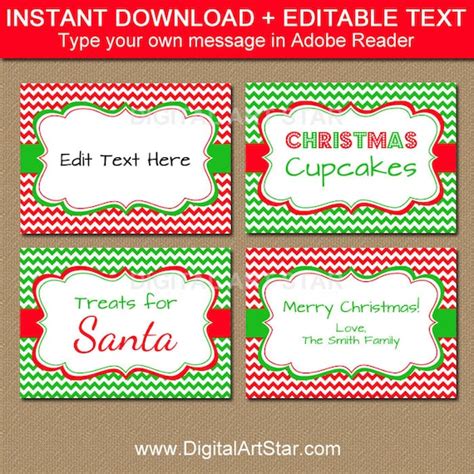 Holiday Party Food Labels Christmas Food Labels Printable Food Label Template Editable