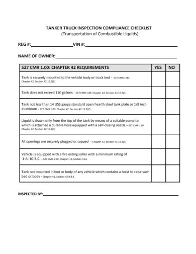 Free 12 Truck Inspection Checklist Samples Food Fire Safety