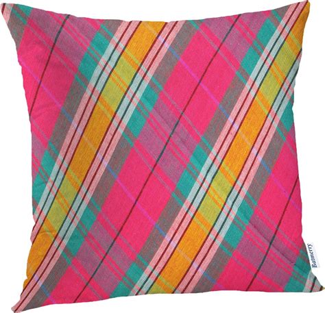 Batmerry Checkered Pillow Covers 18x18 Inch Pink Plaid Colorful