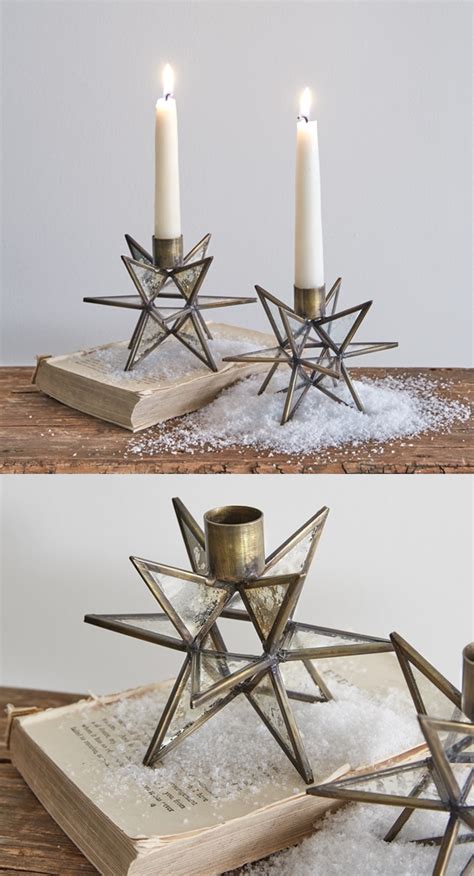 Ctw Home Collection Moravian Star Taper Candle Holders Box Of 2 Personalized Ts And Party