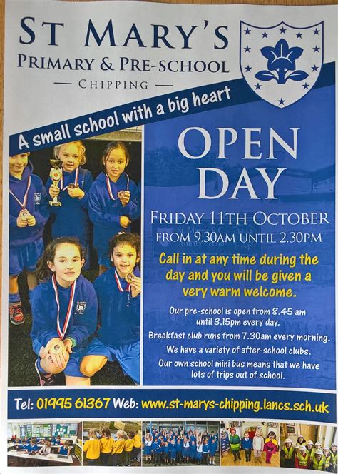 Open Day Poster St Marys Chipping Rc Primary School