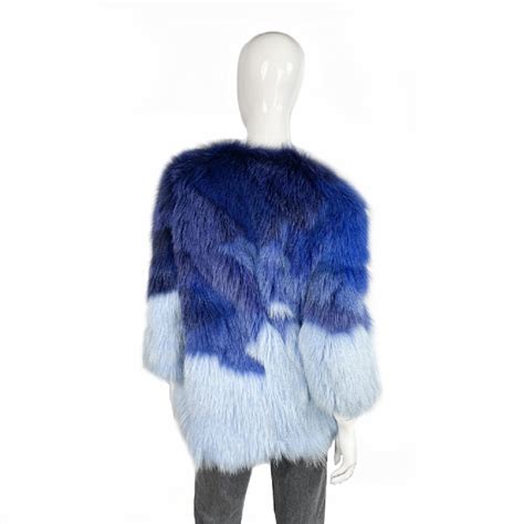 BLUE MULTICOLOR ARCTIC FOX FUR COAT - Blood & Honey