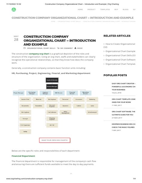 Construction Company Organizational Chart Introduction And Example