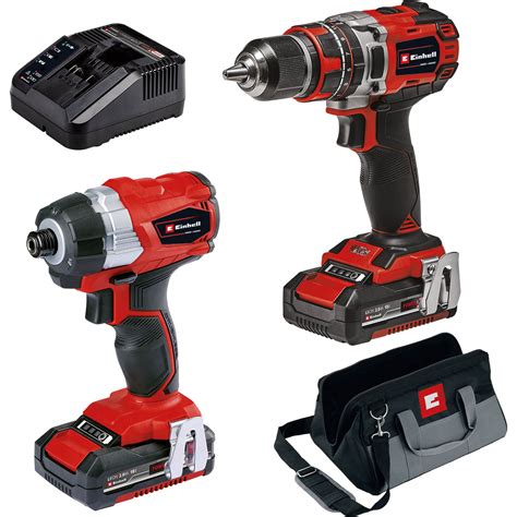 Einhell 18v Cordless Brushless Combi Drill And Impact Driver Kit Power Tool Kits