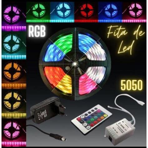 Fita Led Colorida Sanca Rgb M Cores Controle Fonte Shopee