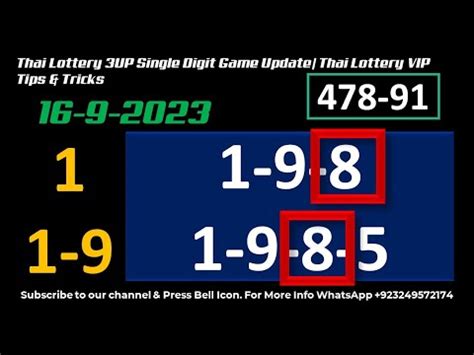 Thai Lottery 3UP Single Digit Game Update Thai Lottery VIP Tips