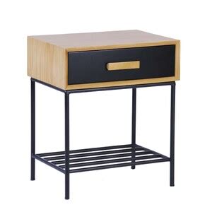 Mesa De Cabeceira Estilo Industrial Gavetas Unic Cm Preto Leroy