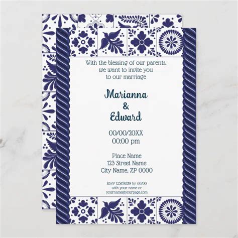 Mexican Talavera Design Wedding Invitation Zazzle