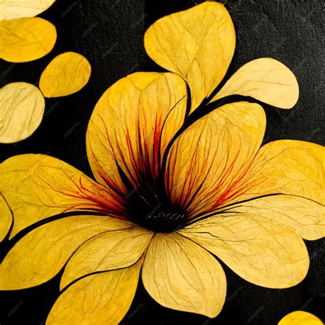 Premium Photo Yellow And Black Abstract Flower Illustration