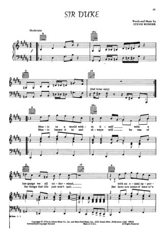 Stevie Wonder - Sir Duke - Sheet Music For Piano