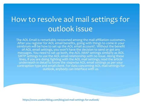 Ppt How To Resolve Aol Mail Settings For Outlook Issue Powerpoint