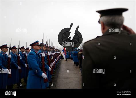 A Serbian Military Honor Guard Pay Homage To The Victims Of The