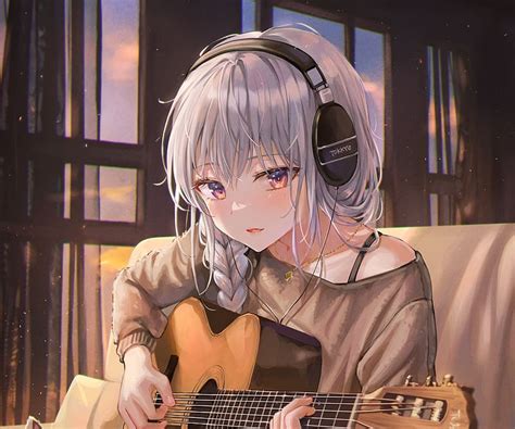 Anime Headphones Guitar Girl Hd Wallpaper Peakpx