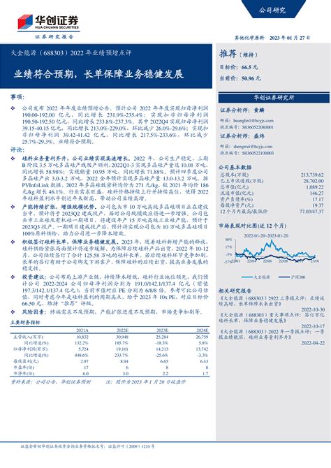 大全能源（688303）2022年业绩预增点评：业绩符合预期，长单保障业务稳健发展 洞见研报 行业报告