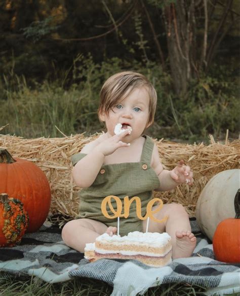 Fall Themed One Year Old Smash Cake Photo Shoot First Birthday