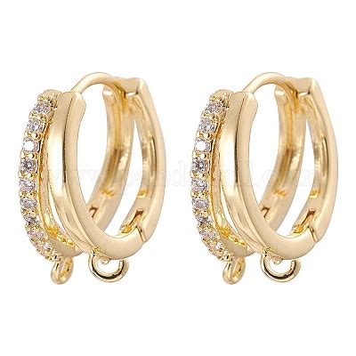 Wholesale Brass Micro Pave Clear Cubic Zirconia Hoop Earring Findings