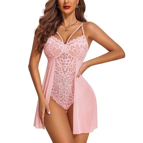 Lingerie For Women Legand Sexy Lace Chemsie Babydoll Sleepwear Pink