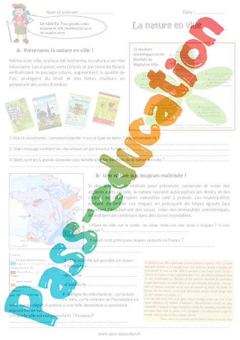 La Nature En Ville Cm Exercices Pdf Imprimer