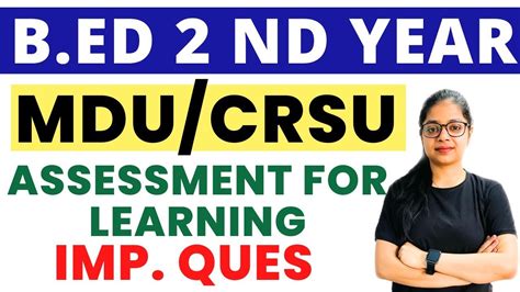 B ED 2nd Year Important Questions Assessment For Learning MDU CRSU