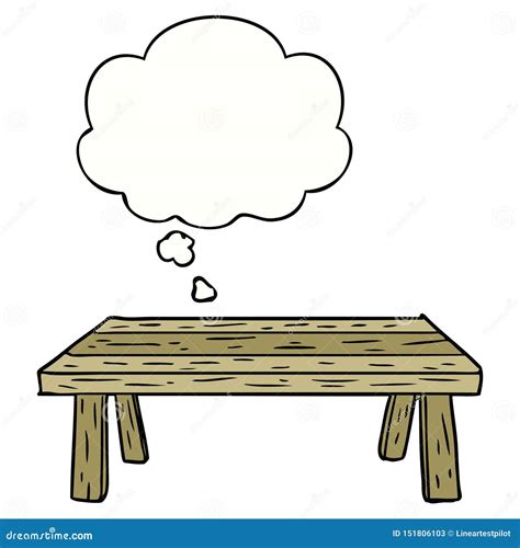 A Creative Cartoon Table And Thought Bubble Stock Vector Illustration