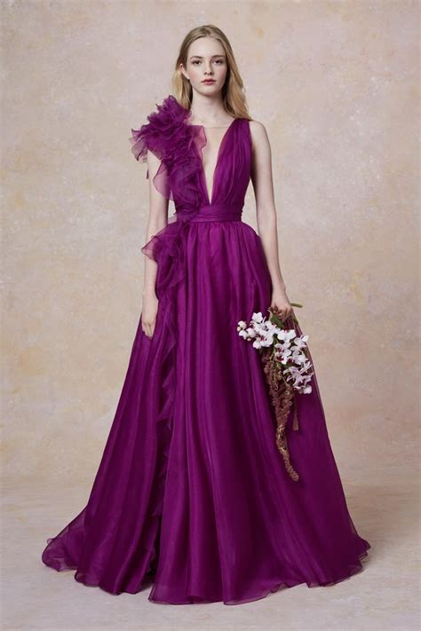 Plunging V Neckline Sleeveless Fitted Bodice A Line Skirting Prom Dresses Evening Gowns Gowns