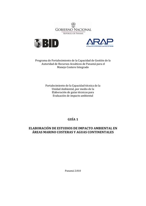 Guía 1 Elaboración De Estudios De Impacto Ambiental En áreas