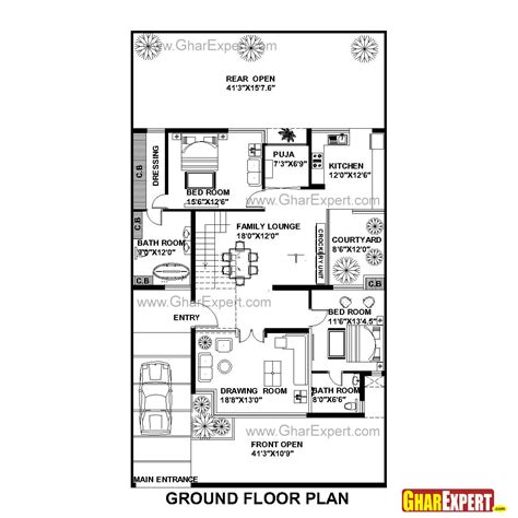 House Plan For X Feet Plot Size Sq Yards Gaj Off