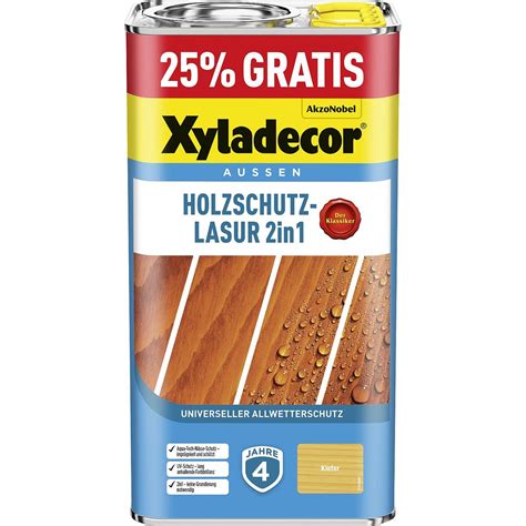 Xyladecor Holzschutz Lasur 2 In 1 Farbton Kiefer UV Und Wetterschutz