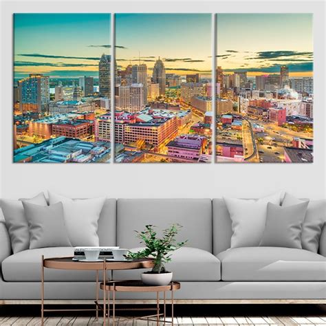 Detroit Skyline Wall Art: Large Canvas Prints, Art Prints & Paintings