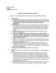 COMM 101 Informative Speech Preparation Outline Template 2023 1 Docx