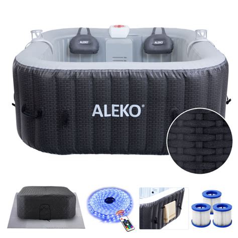 Aleko Mia Inflatable Jetted Square Hot Tub With Energy Efficient Cover
