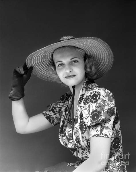 Woman In Straw Hat C 1930 40s Photograph By H Armstrong Roberts Classicstock Pixels